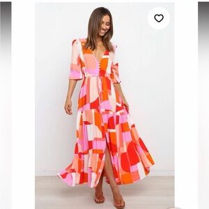 Petal & Pup Pink and Orange Maxi Dress